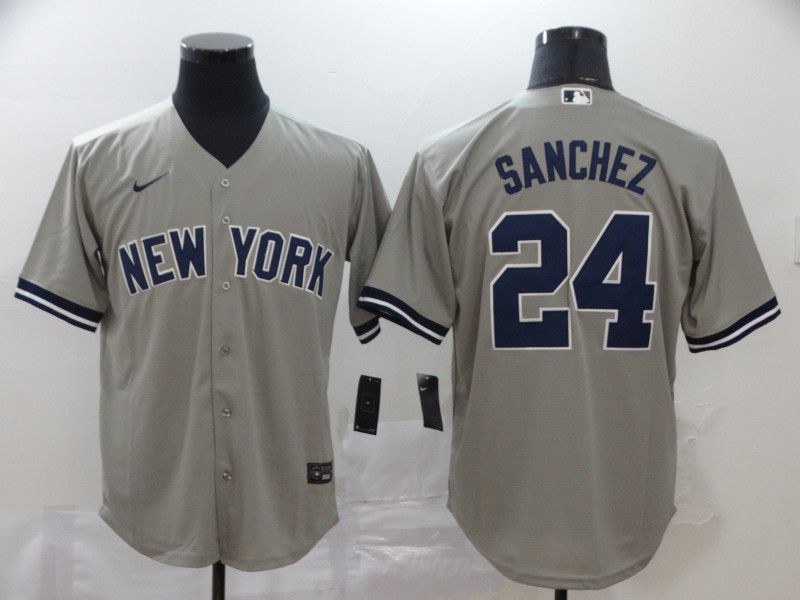 Men New York Yankees 24 Sanchez Grey Nike Game MLB Jerseys